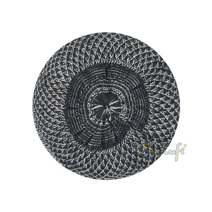 Faded Gray Black Open-Weave Nylon Stretchy Kufi