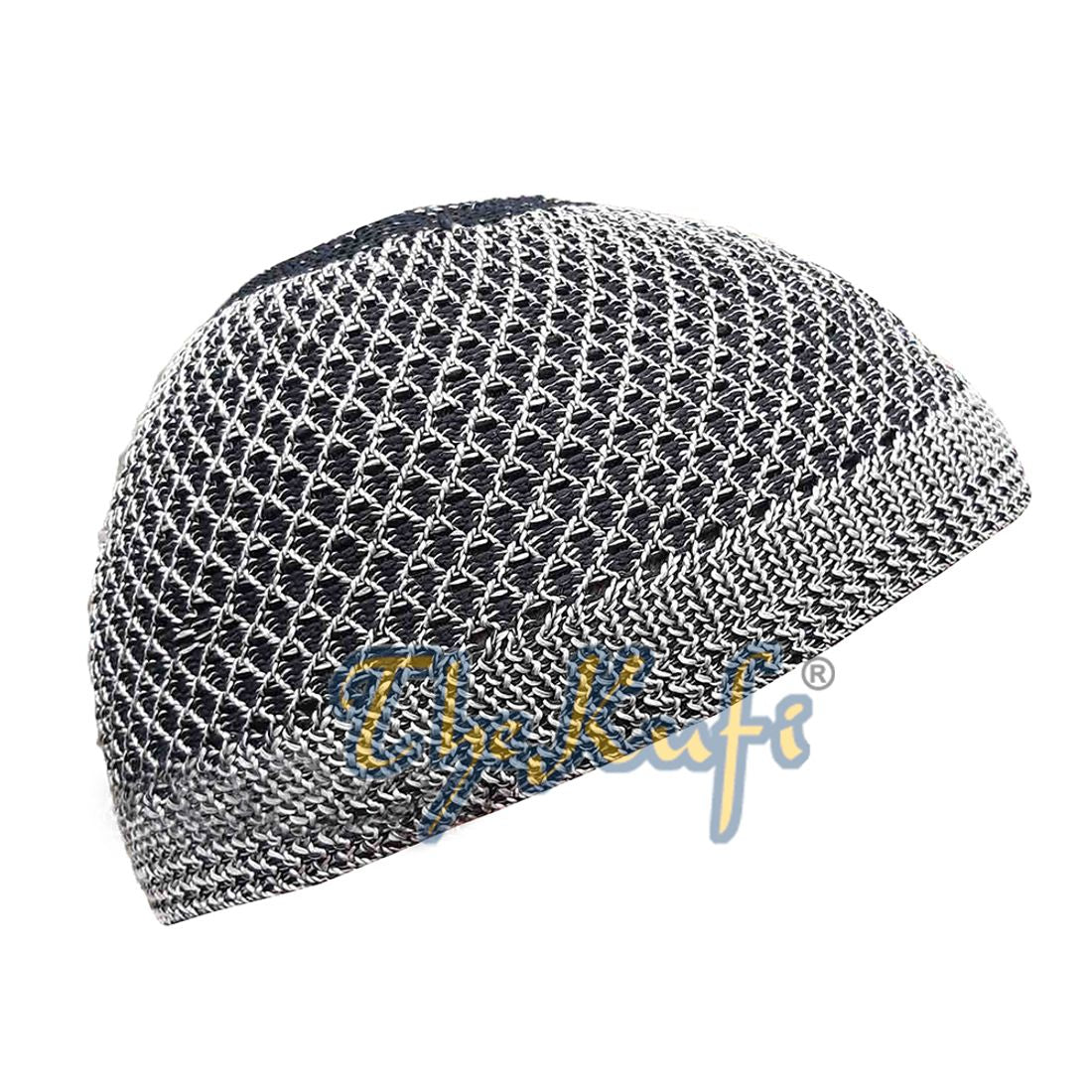 Faded Light Brown Black Open-Weave Nylon Stretchy Kufi