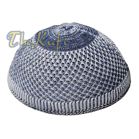 Faded Gray Skull Cap Beanie Open-Weave Stretchy Nylon