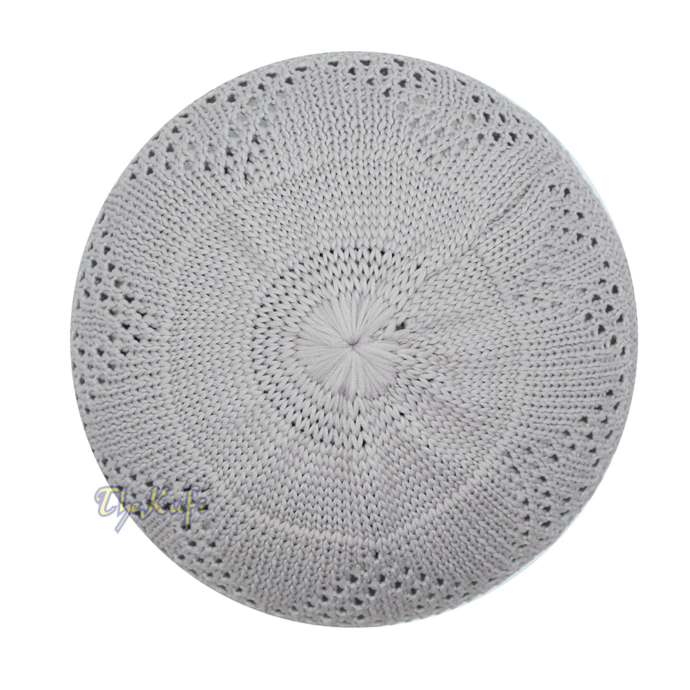 Plain Gray Diamond Open Weave Design Stretchable 100% Nylon Interwoven Kufi Cap