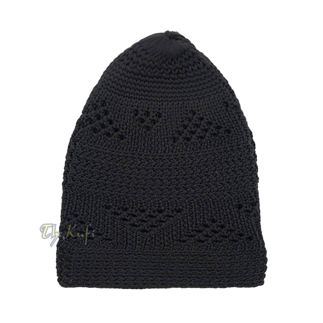 Plain Black Interwoven Triangle Design Nylon Kufi Hat