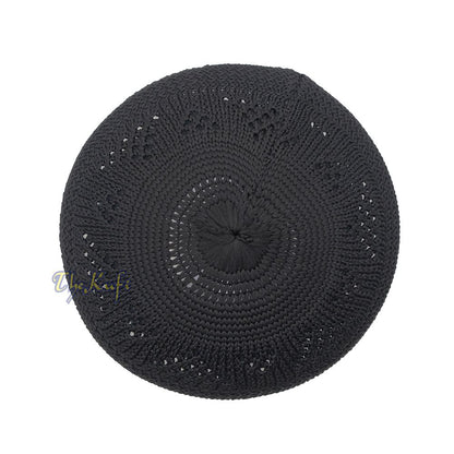 Plain Black Interwoven Triangle Design Nylon Kufi Hat