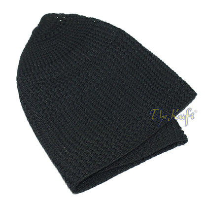 Black Skull Cap 100% Nylon Head Cover Kufi Knitted Hat Vertical Lines Taqiya Xsm To 4X