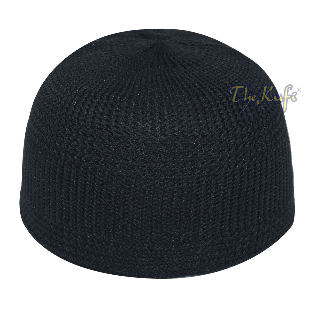 Black Skull Cap 100% Nylon Head Cover Kufi Knitted Vertical Lines Taqiya X-SM to 4x