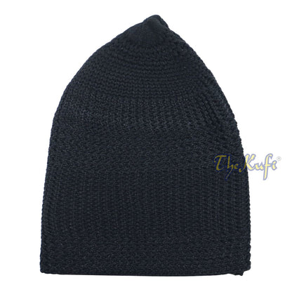 Black Skull Cap 100% Nylon Head Cover Kufi Knitted Vertical Lines Taqiya X-SM to 4x