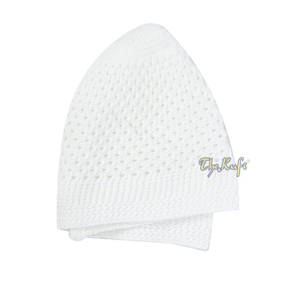 White 100% Nylon Stretchy Open-weave Muslim Kufi Prayer Cap