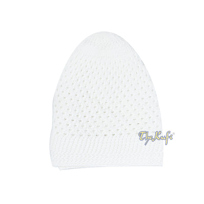 White 100% Nylon Stretchy Open-weave Muslim Kufi Prayer Cap