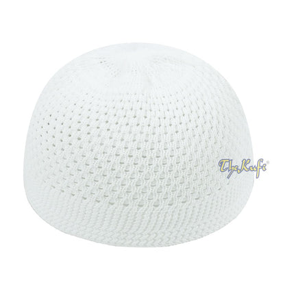 Buy 1 Get 1 Free! White 100% Nylon Stretchy Open-weave Muslim Kufi Prayer Cap