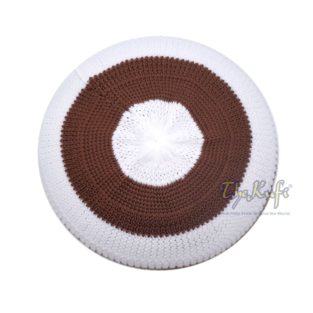 Putih Hitam dengan Garis-garis Coklat Topi Tengkorak Beanie Melar Nilon Kufi Topi