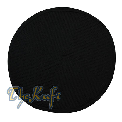 Black Kufi Cap Padded Rounded-Top Straight-Stitch Design Islamic Wardrobe Prayer Hat