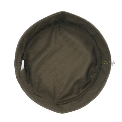 Army Green And Black Madun Vented Top Pliable Two-Color Round Kufi Hat