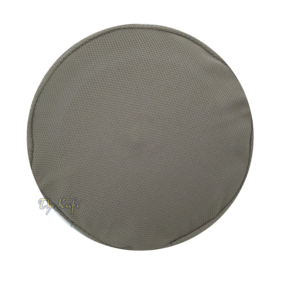 Army Green with Gray Madun Vented Top Pliable Two-Color Round Kufi Hat