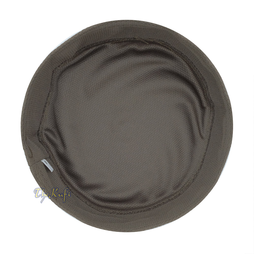 Army Green with Gray Madun Vented Top Pliable Two-Color Round Kufi Hat
