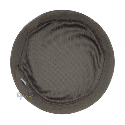 Army Green with Gray Madun Vented Top Pliable Two-Color Round Kufi Hat