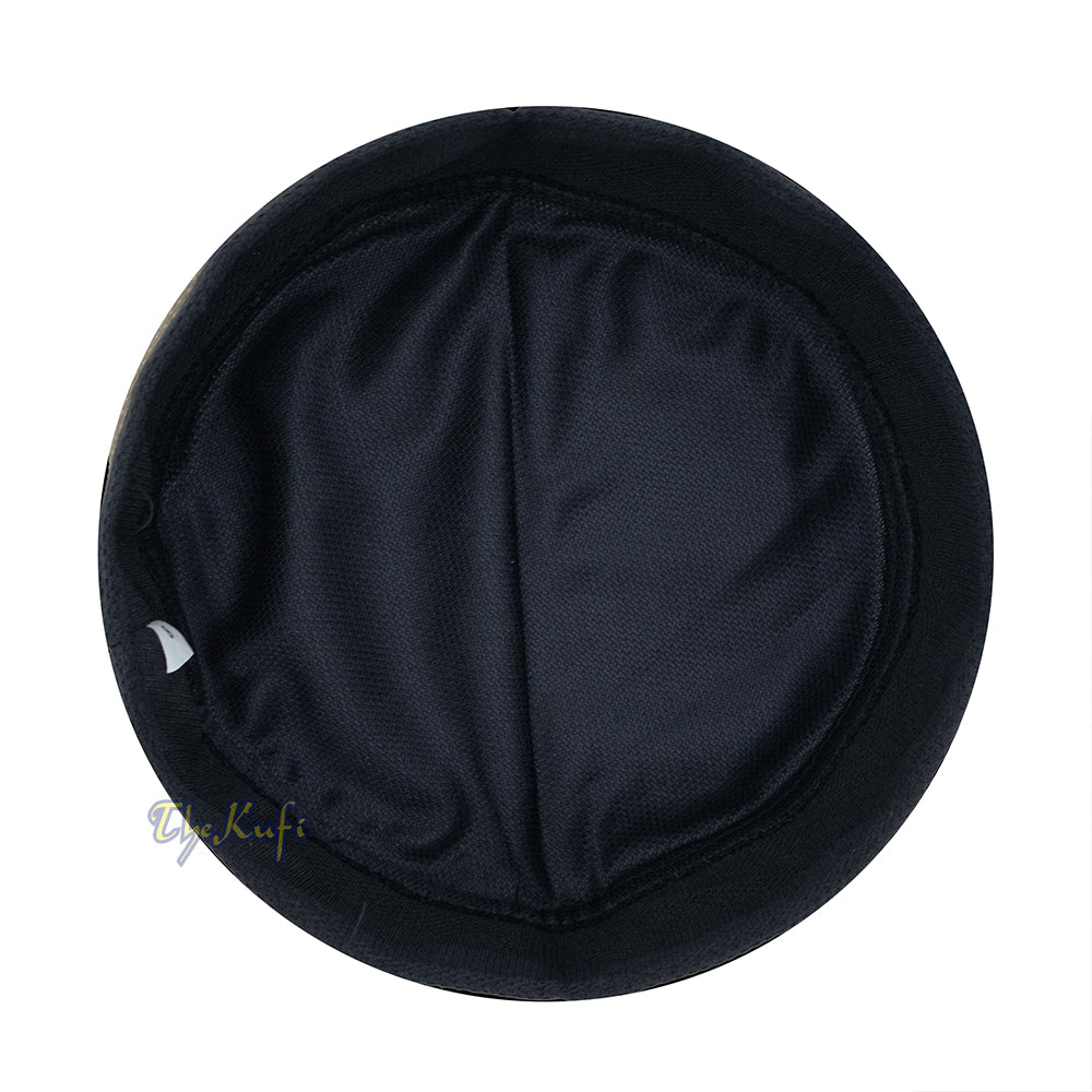 Black with Khaki Madun Vented Top Pliable Two-Color Round Kufi Hat