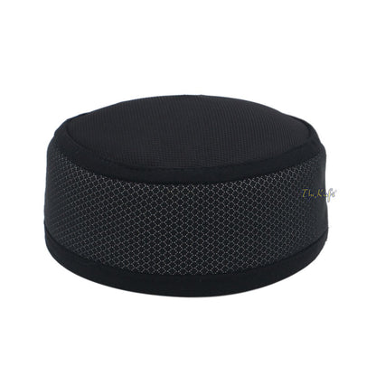 Black and Silver Madun Vented Top Pliable Two-Color Round Kufi Hat
