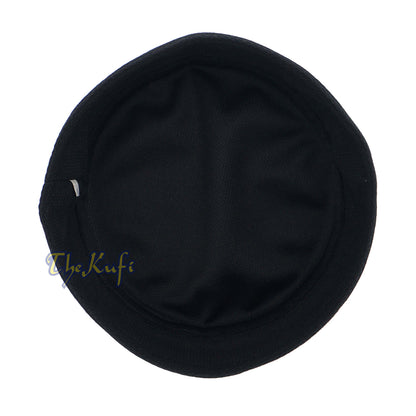 Black And Silver Madun Vented Top Pliable Two-Color Round Kufi Hat