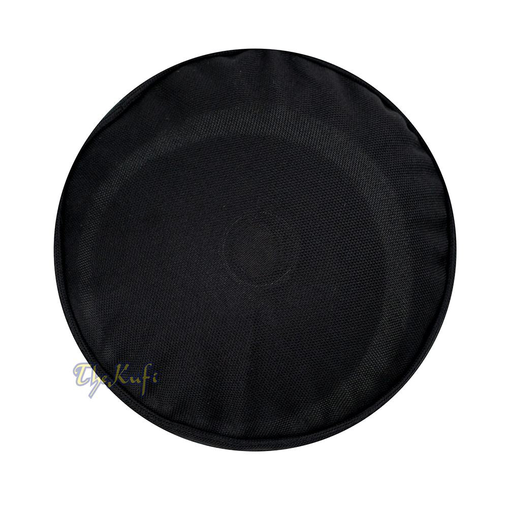 Black with White Madun Vented Top Pliable Two-Color Round Kufi Hat