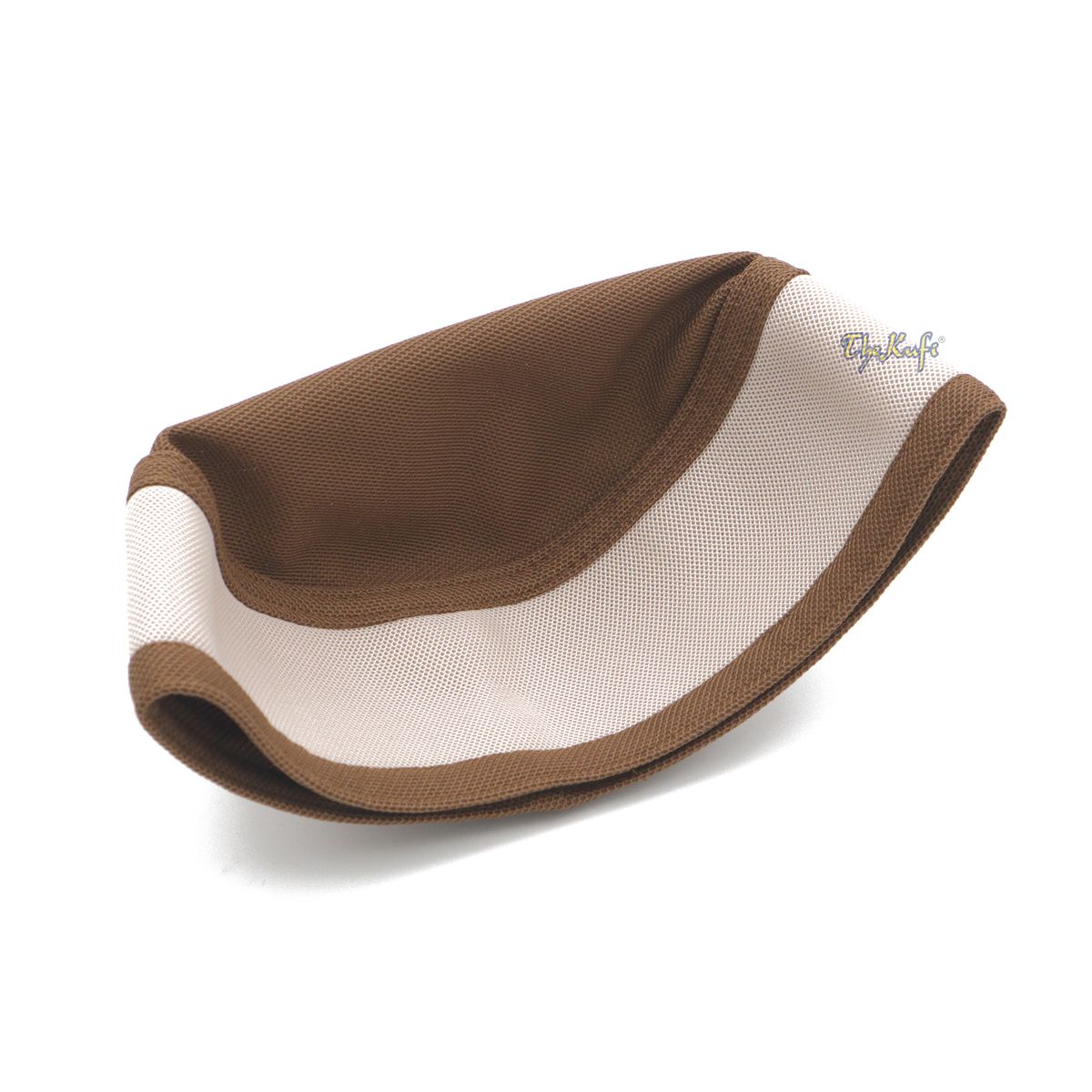 Brown and Light Brown Madun Vented Top Pliable Two-Color Round Kufi Hat
