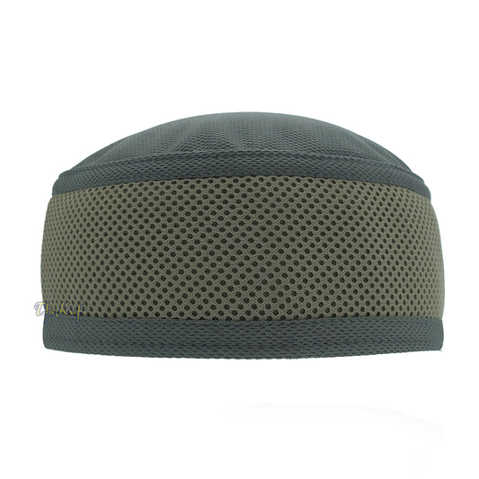 Dark Army Green and Army Green Madun Vented Top Pliable Two-Color Round Kufi Hat