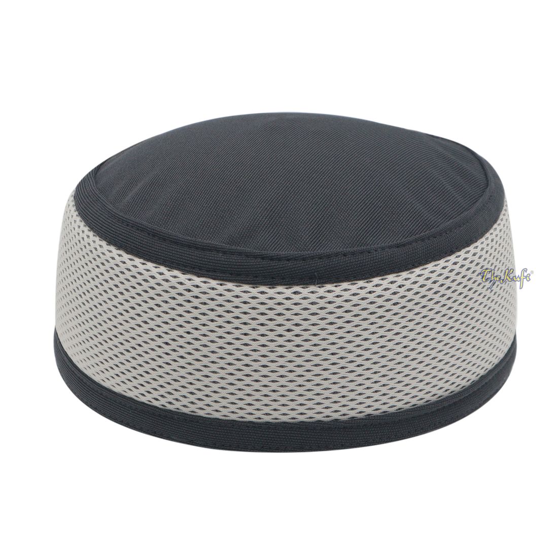 Dark Grey and Off White Madun Vented Top Pliable Two-color Round Kufi Hat
