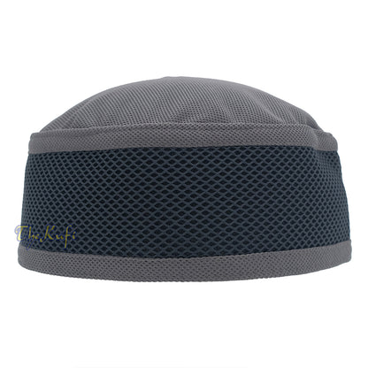 Dark Grey and Black Madun Vented Top Pliable Two-Color Round Kufi Hat