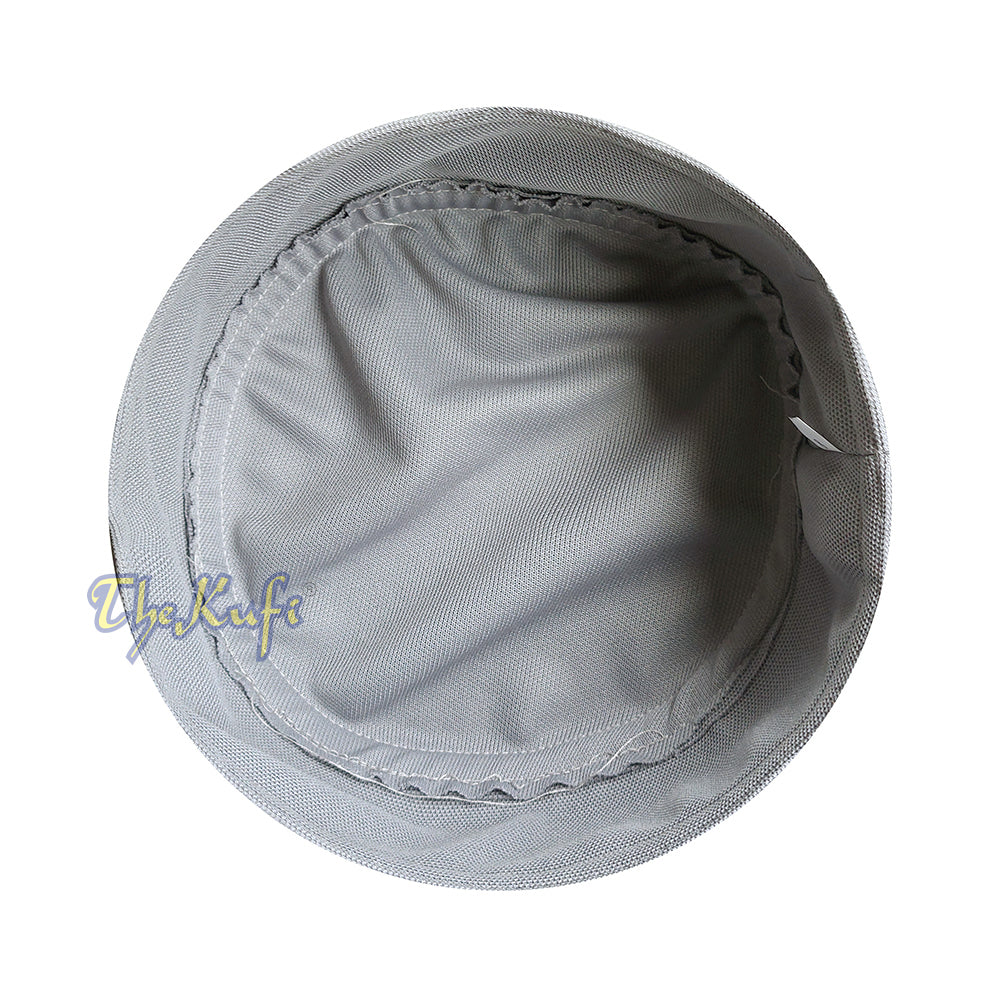 Gray And Silver Madun Vented Top Pliable Two-Color Round Kufi Hat