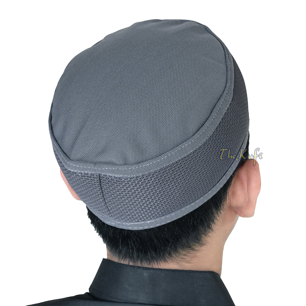 Grey Madun Vented Top Pliable Two-Color Round Kufi Hat