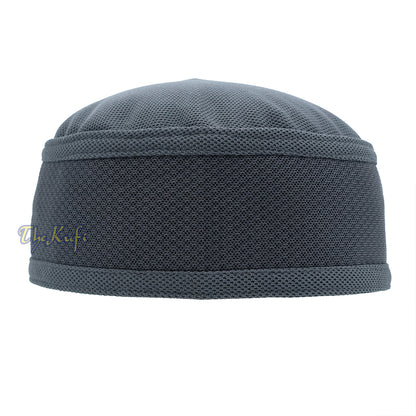 Grey Madun Vented Top Pliable Two-Color Round Kufi Hat