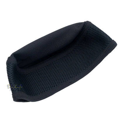 Black Madun Kufi - Pliable Round Black Net Sides Foldable Muslim Hat