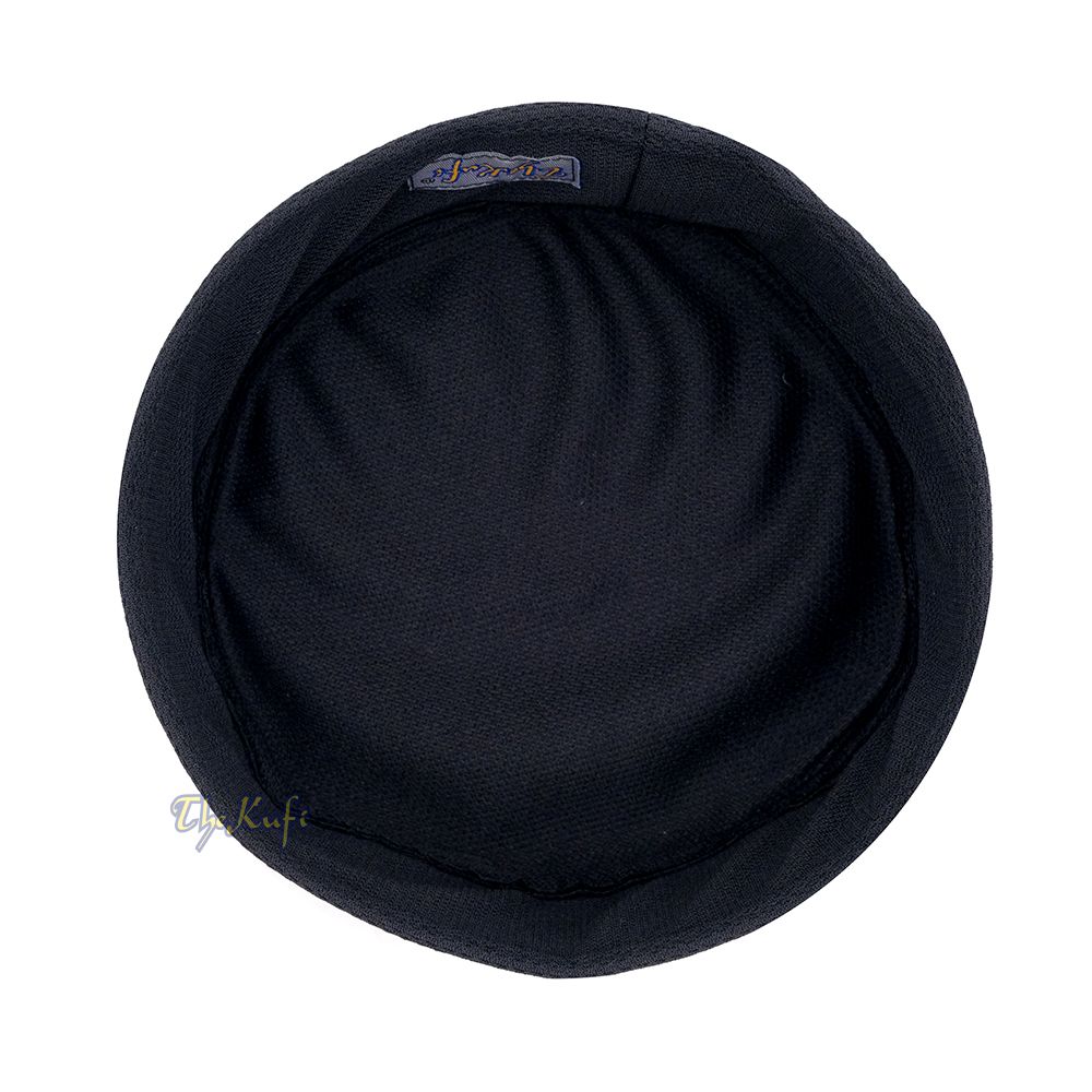 Black Madun Kufi – Pliable Round Black Net Sides Foldable Muslim Hat
