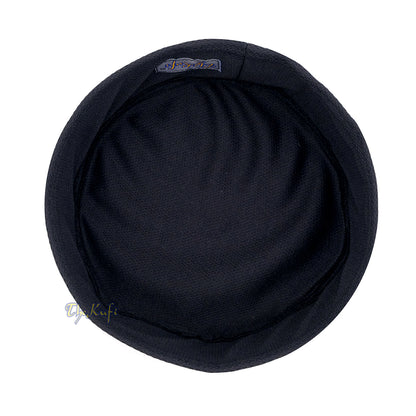 Black Madun Kufi - Pliable Round Black Net Sides Foldable Muslim Hat