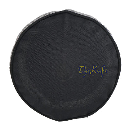 Topi Kufi Bulat Dua Warna Lentur Hitam dengan Madun Abu-abu Tua