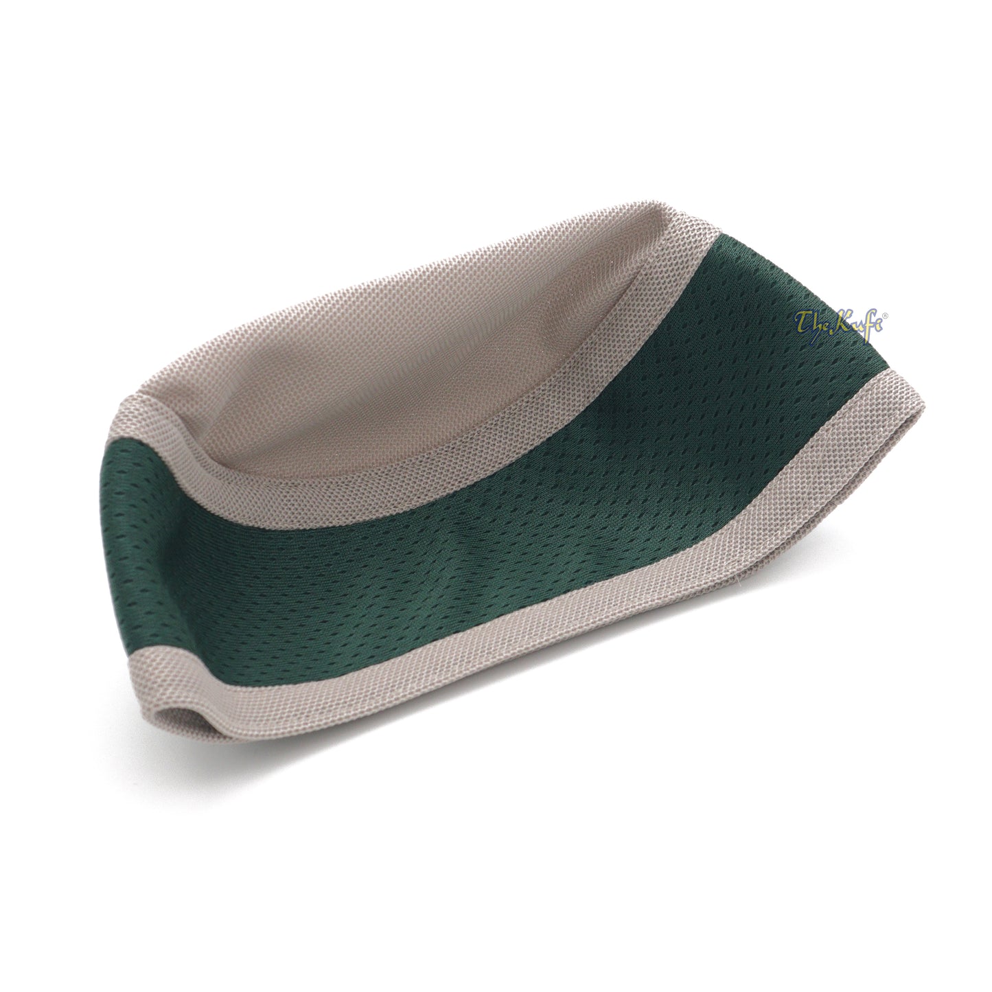 Topi Kufi Bulat Dua Warna yang Dapat Dilenturkan dengan Atasan Berventilasi Madun Warna Khaki Muda dan Hijau Tua