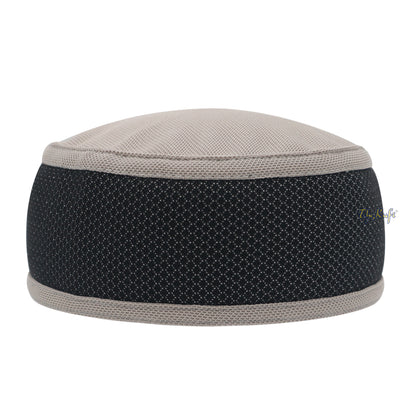 Khaki Ringan dan Black Madun Vented Top Lentur Dua warna Bulat Topi Kufi