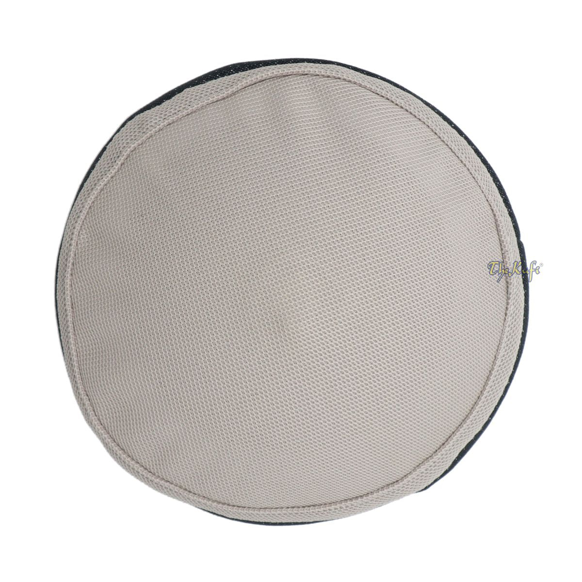 Light Khaki and Black Madun Vented Top Pliable Two-Color Round Kufi Hat