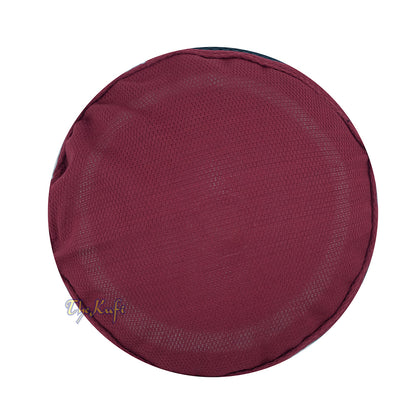 Maroon with Dark Grey Madun Vented Top Pliable Two-Color Round Kufi Hat