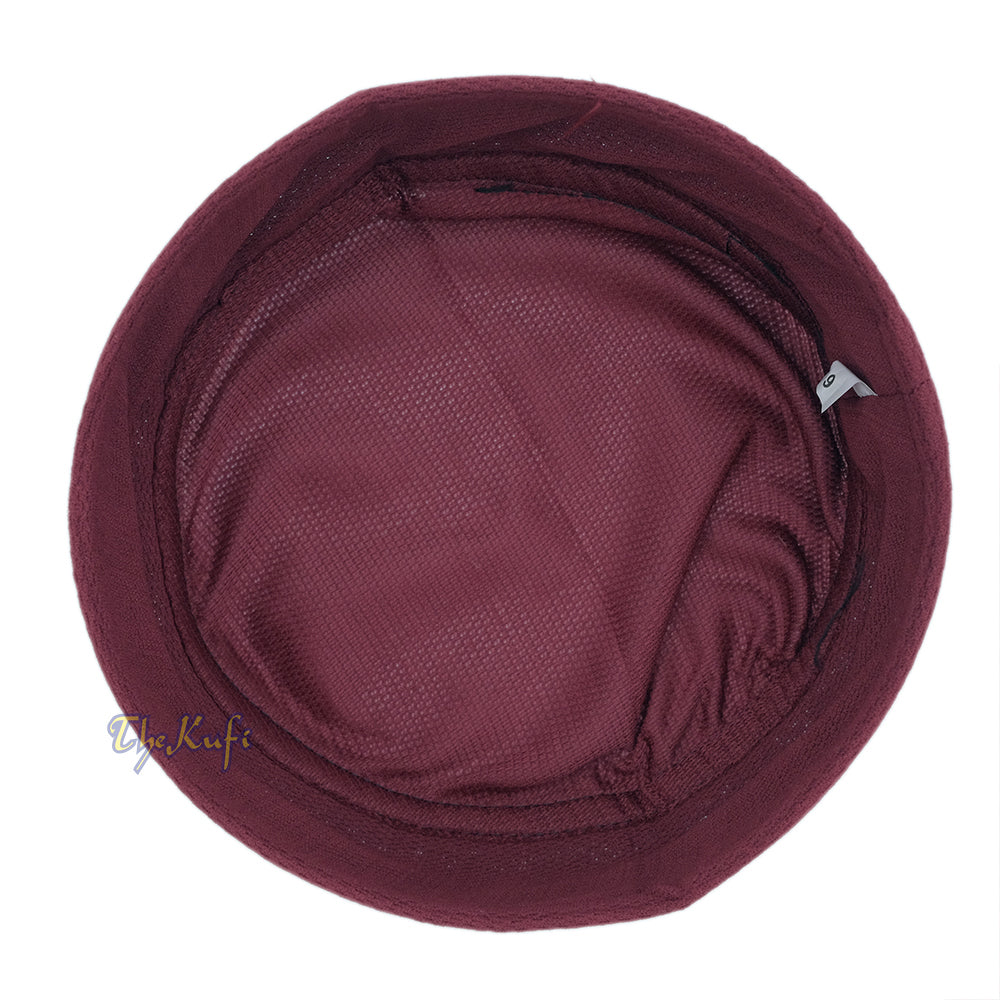 Maroon with Dark Grey Madun Vented Top Pliable Two-Color Round Kufi Hat