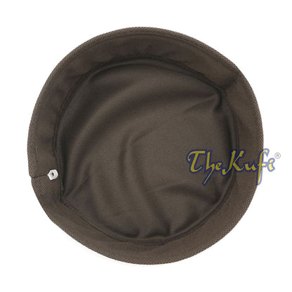 Brown and black mesh Islamic kufi cap with a breathable ventilated design from TheKufi.com.