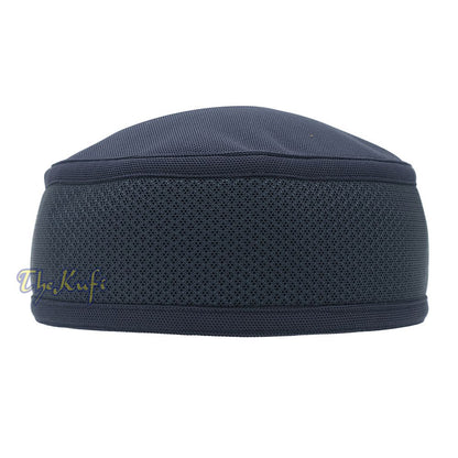 Full Dark Blue Madun Vented Top Pliable Two-Color Round Kufi Hat