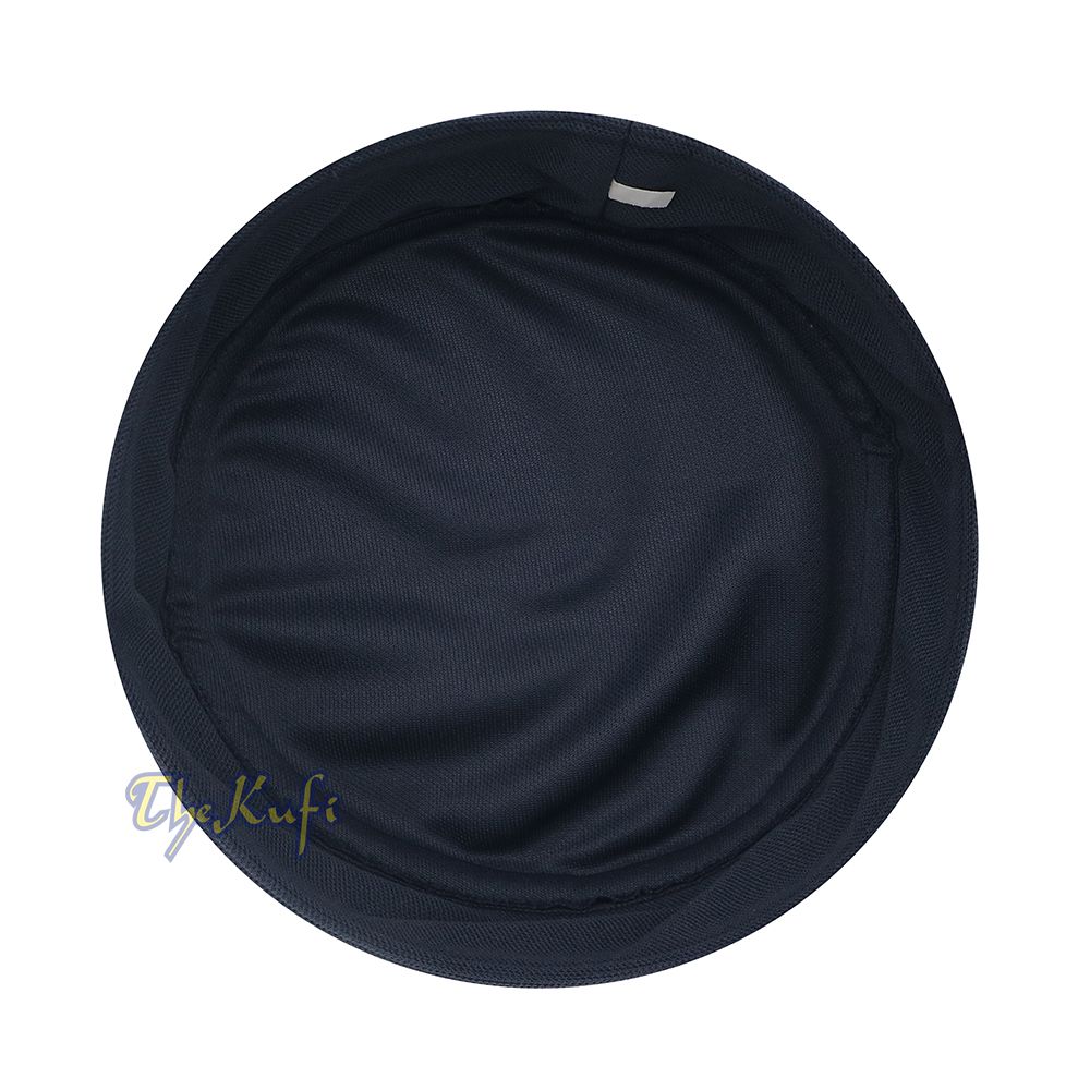 Full Dark Blue Madun Vented Top Pliable Two-Color Round Kufi Hat