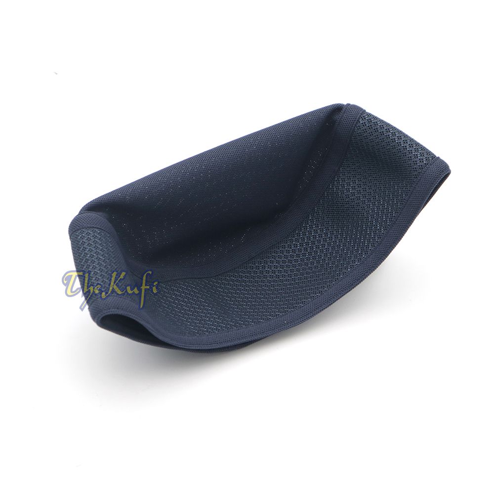 Full Dark Blue Madun Vented Top Pliable Two-Color Round Kufi Hat