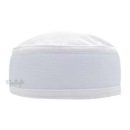 Full White Madun Vented Top Pliable Two-Color Round Kufi Hat