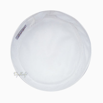 Full White Madun Vented Top Pliable Two-Color Round Kufi Hat