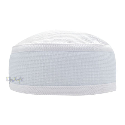 Full White Madun Vented Top Pliable Round Kufi Hat