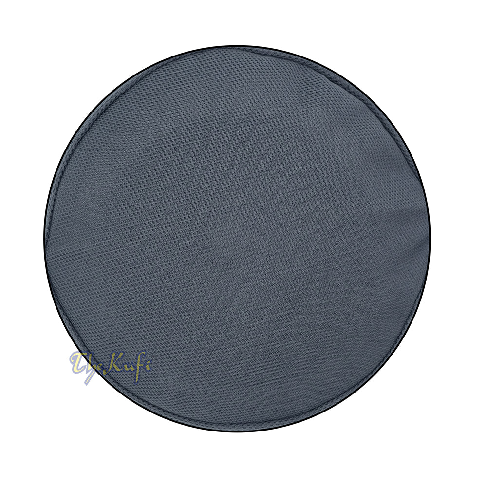 Gray with Dark Gray Madun Vented Top Pliable Two-Color Round Kufi Hat