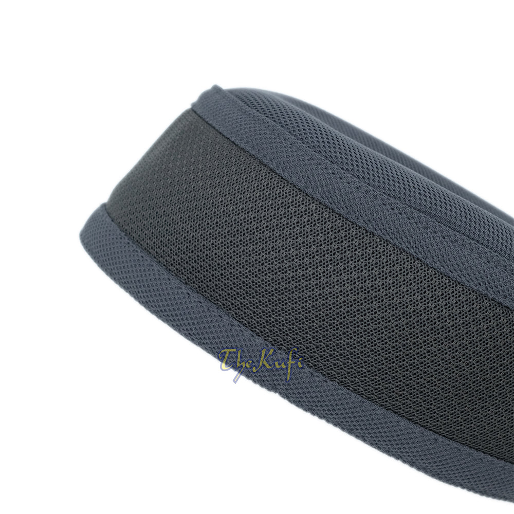 Gray with Dark Gray Madun Vented Top Pliable Two-Color Round Kufi Hat