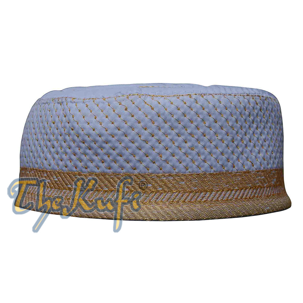 Buy 1 Get 1 Free! White Padded Hat With Unique Gold Embroidery