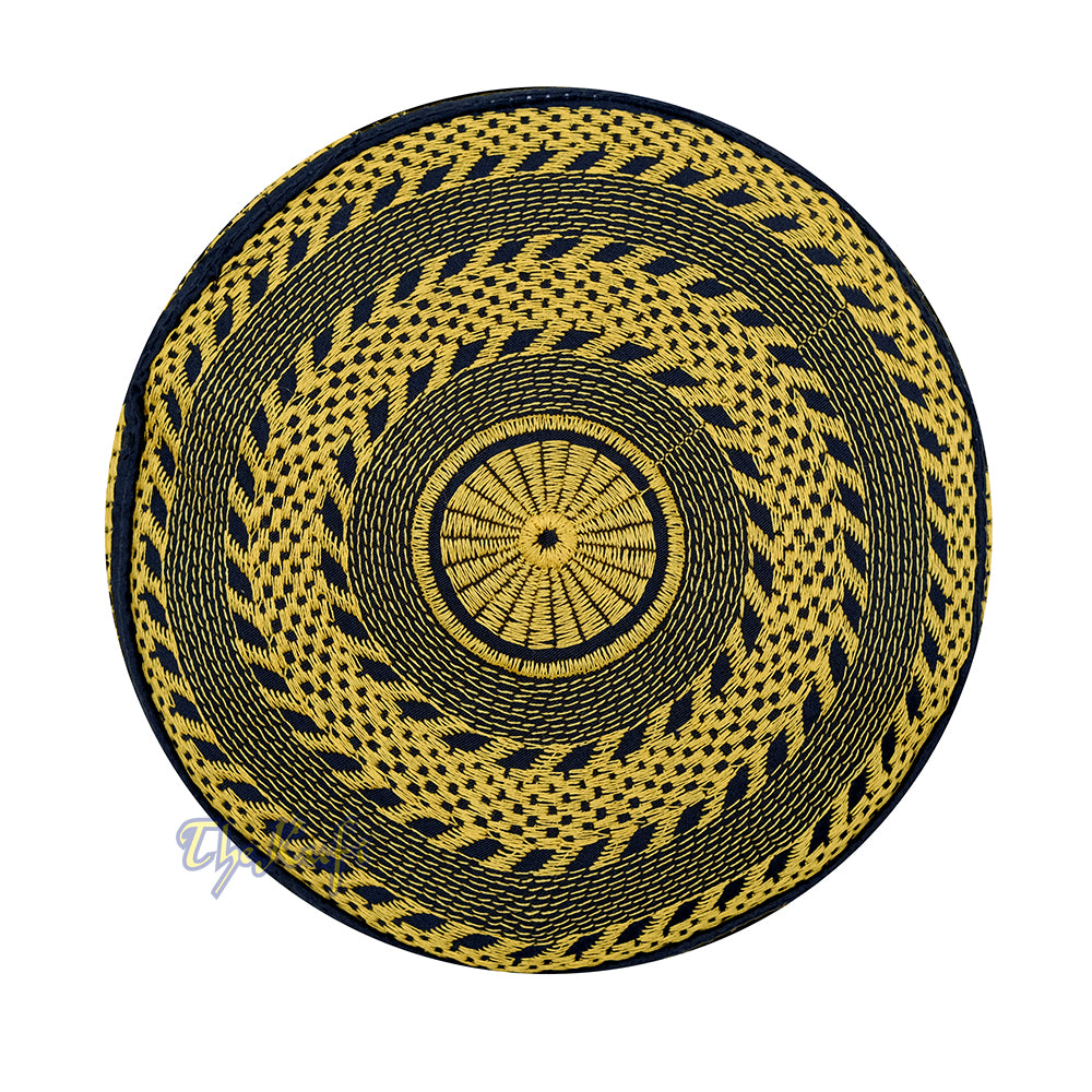 Gold Embroidery Bugis Kufi Hat - Arrow Triangle Design Rigid Muslim Fashion Cap