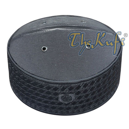 Black Rigid Embroidered Habaib Kufi with 4 Holes